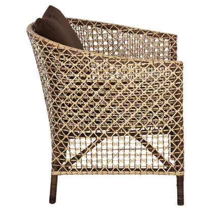 ARMCHAIR OUTDOOR SILMAR HM6111 BROWN-NATURAL RATTAN-CUSHIONS BROWN 82x76x85Hcm.