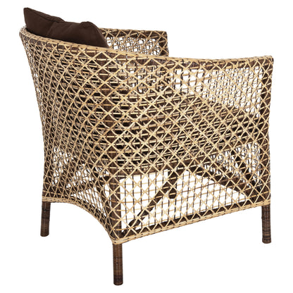 ARMCHAIR OUTDOOR SILMAR HM6111 BROWN-NATURAL RATTAN-CUSHIONS BROWN 82x76x85Hcm.