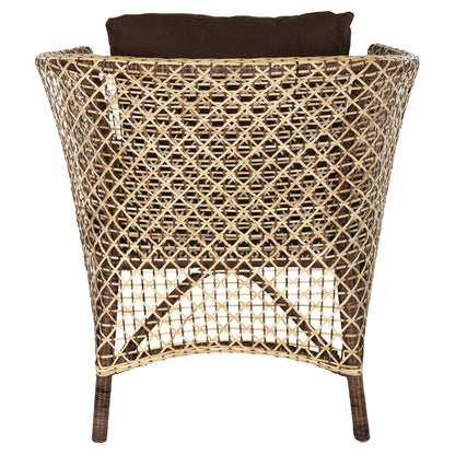 ARMCHAIR OUTDOOR SILMAR HM6111 BROWN-NATURAL RATTAN-CUSHIONS BROWN 82x76x85Hcm.