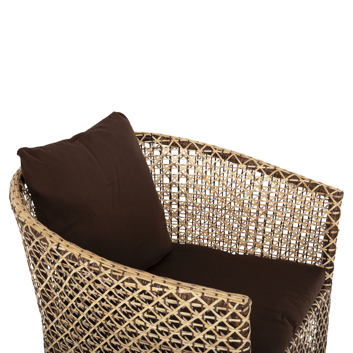 ARMCHAIR OUTDOOR SILMAR HM6111 BROWN-NATURAL RATTAN-CUSHIONS BROWN 82x76x85Hcm.