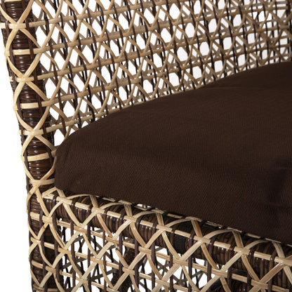 ARMCHAIR OUTDOOR SILMAR HM6111 BROWN-NATURAL RATTAN-CUSHIONS BROWN 82x76x85Hcm.