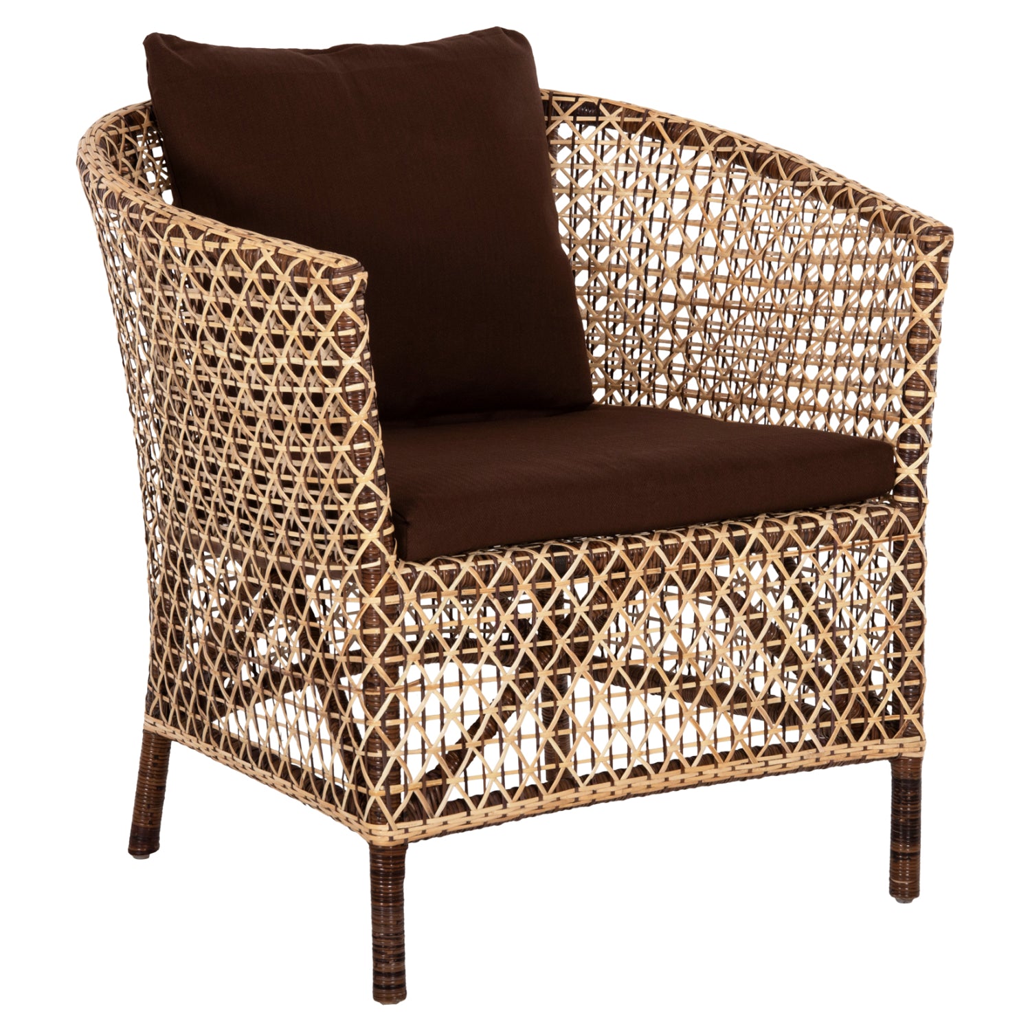 ARMCHAIR OUTDOOR SILMAR HM6111 BROWN-NATURAL RATTAN-CUSHIONS BROWN 82x76x85Hcm.