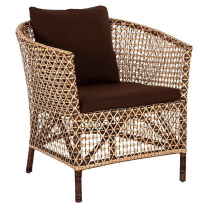 ARMCHAIR OUTDOOR SILMAR HM6111 BROWN-NATURAL RATTAN-CUSHIONS BROWN 82x76x85Hcm.
