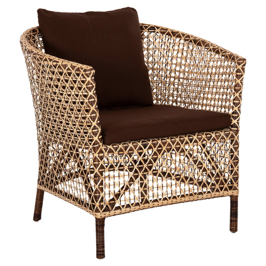 ARMCHAIR OUTDOOR SILMAR HM6111 BROWN-NATURAL RATTAN-CUSHIONS BROWN 82x76x85Hcm.