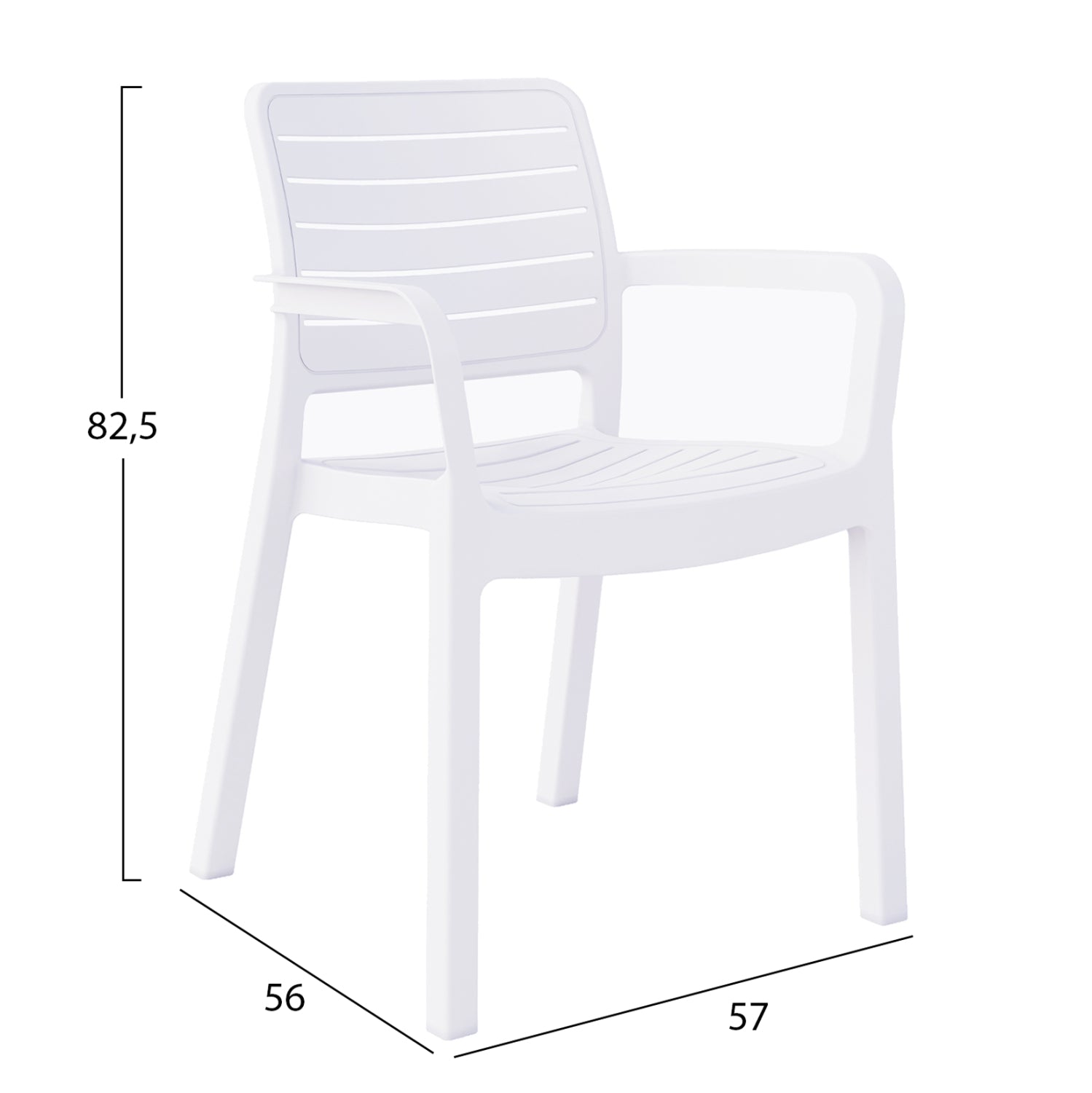 ARMCHAIR OUTDOOR FLAN HM6369.01 POLYPROPYLENE IN WHITE 57x56x82.5H cm.