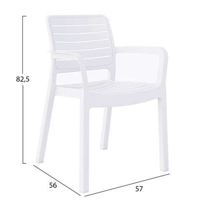 ARMCHAIR OUTDOOR FLAN HM6369.01 POLYPROPYLENE IN WHITE 57x56x82.5H cm.