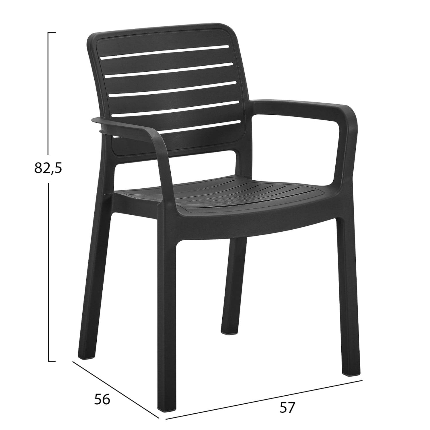ARMCHAIR OUTDOOR FLAN HM6369.02 POLYPROPYLENE IN BLACK 57x56x82.5Hcm.