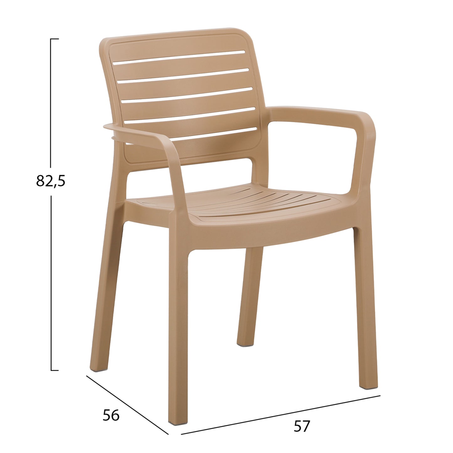 ARMCHAIR OUTDOOR FLAN HM6369.03 POLYPROPYLENE IN CAPPUCCINO 57x56x82.5Hcm.