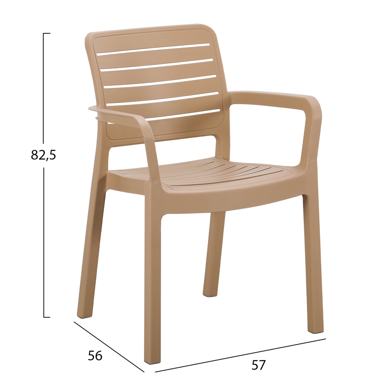 ARMCHAIR OUTDOOR FLAN HM6369.03 POLYPROPYLENE IN CAPPUCCINO 57x56x82.5Hcm.