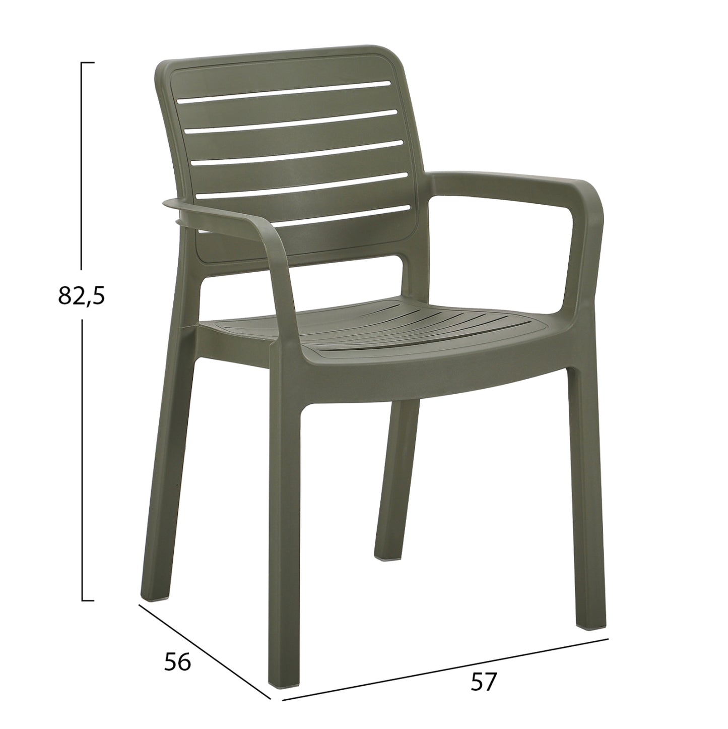 ARMCHAIR OUTDOOR FLAN HM6369.05 POLYPROPYLENE IN DARK OLIVE 57x56x82.5Hcm.