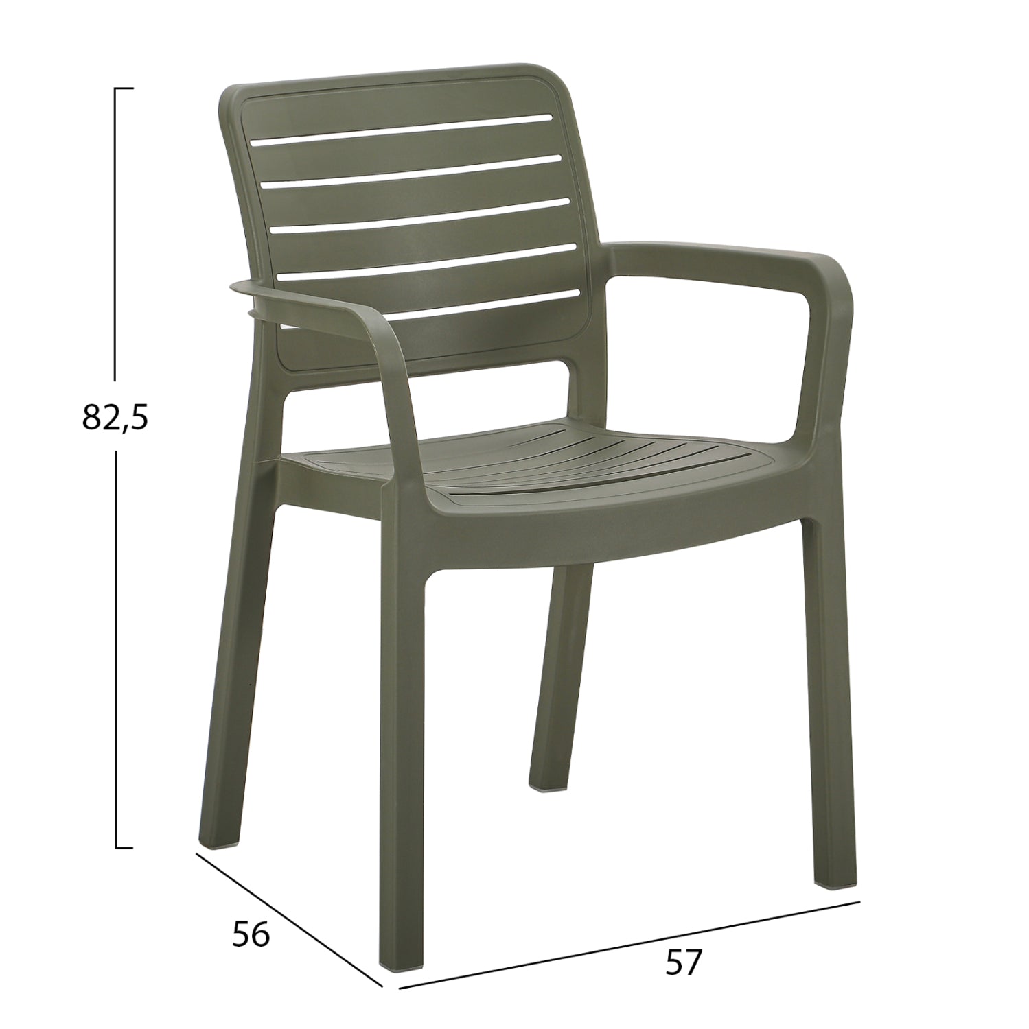 ARMCHAIR OUTDOOR FLAN HM6369.05 POLYPROPYLENE IN DARK OLIVE 57x56x82.5Hcm.