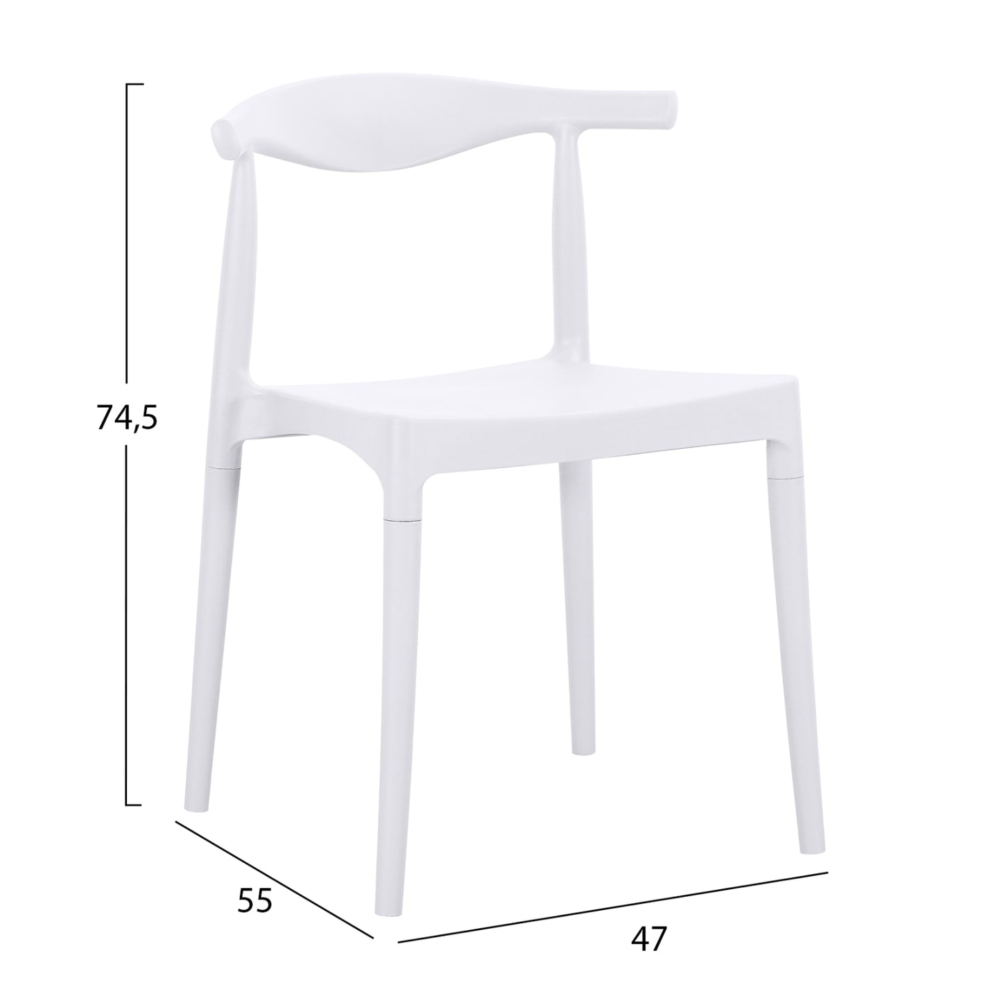 OUTDOOR DINING CHAIR ALOR HM6624.01 POLYPROPYLENE IN WHITE 47x55x74.5Hcm.