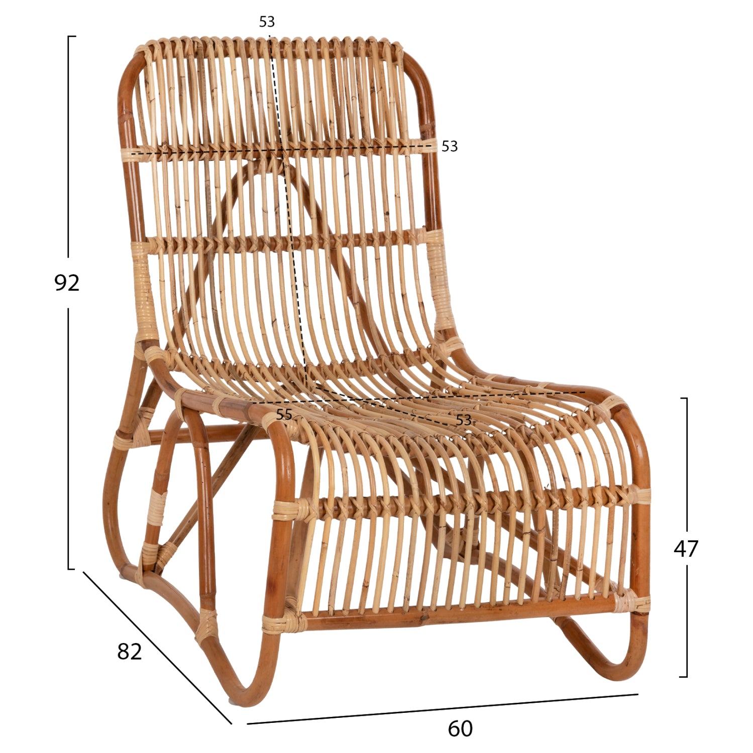 OUTDOOR ARMCHAIR BRONNY HM9644.01 RATTAN IN NATURAL COLOR 60x82x92Hcm.