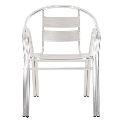ALUMINUM ARMCHAIR MORIS HM5018 DOUBLE FRAME IN SILVER (METALLIC) COLOR 58x62x75Hcm.