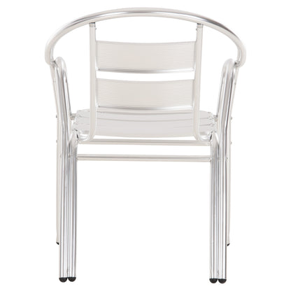 ALUMINUM ARMCHAIR MORIS HM5018 DOUBLE FRAME IN SILVER (METALLIC) COLOR 58x62x75Hcm.