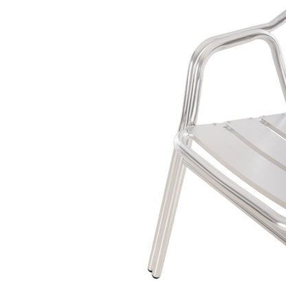 ALUMINUM ARMCHAIR MORIS HM5018 DOUBLE FRAME IN SILVER (METALLIC) COLOR 58x62x75Hcm.