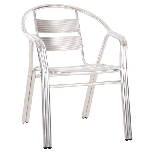 ALUMINUM ARMCHAIR MORIS HM5018 DOUBLE FRAME IN SILVER (METALLIC) COLOR 58x62x75Hcm.