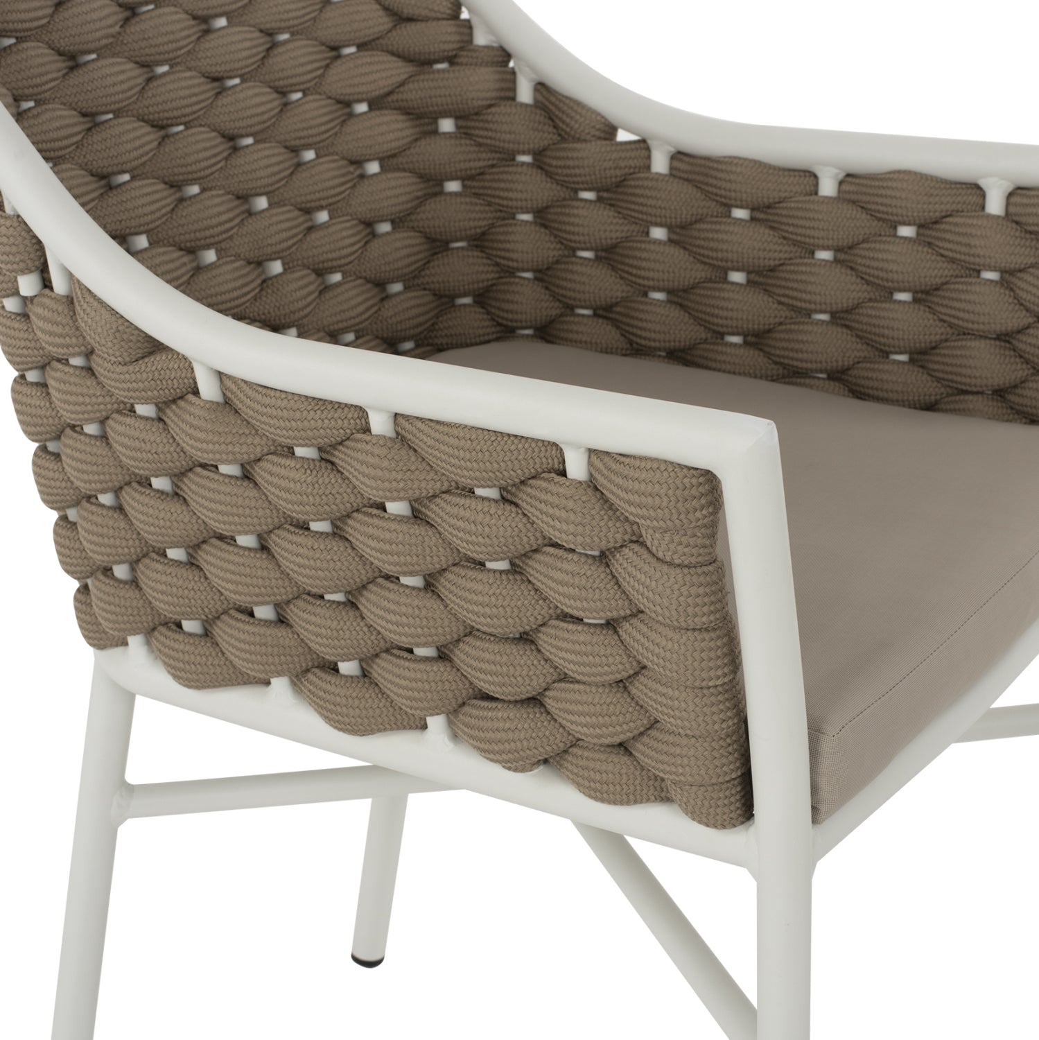 ARMCHAIR ALUMINUM HM5858.02 WHITE WITH BEIGE ROPE 56x58x76Hcm.