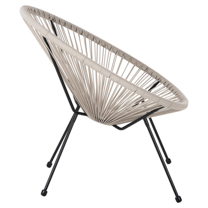 ARMCHAIR OUTDOOR NEST-TYPE ACAPULCO HM5872.03 BLACK METAL-SYNTHETIC RATTAN IN ECRU 71x72x80Hcm.