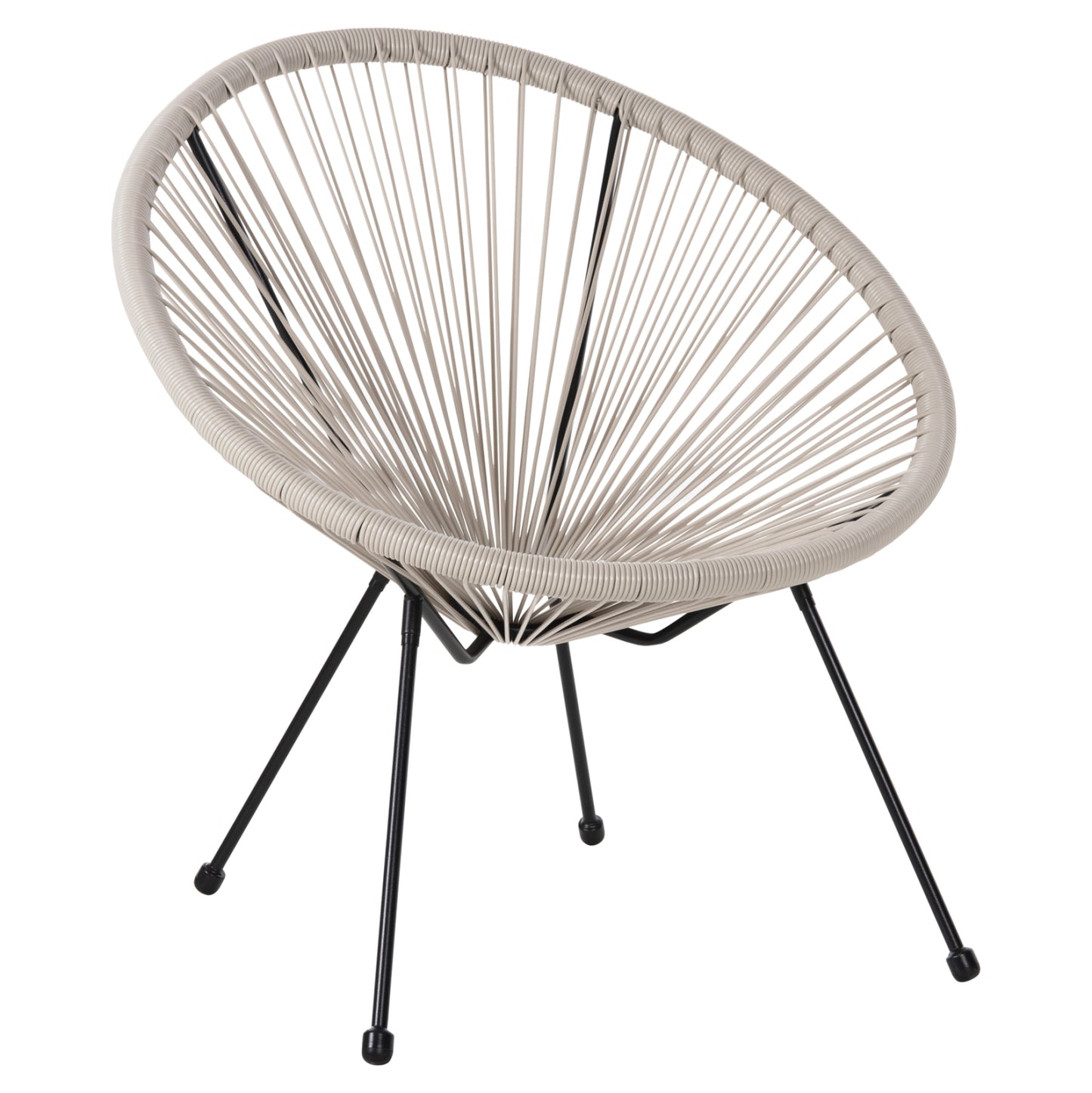 ARMCHAIR OUTDOOR NEST-TYPE ACAPULCO HM5872.03 BLACK METAL-SYNTHETIC RATTAN IN ECRU 71x72x80Hcm.