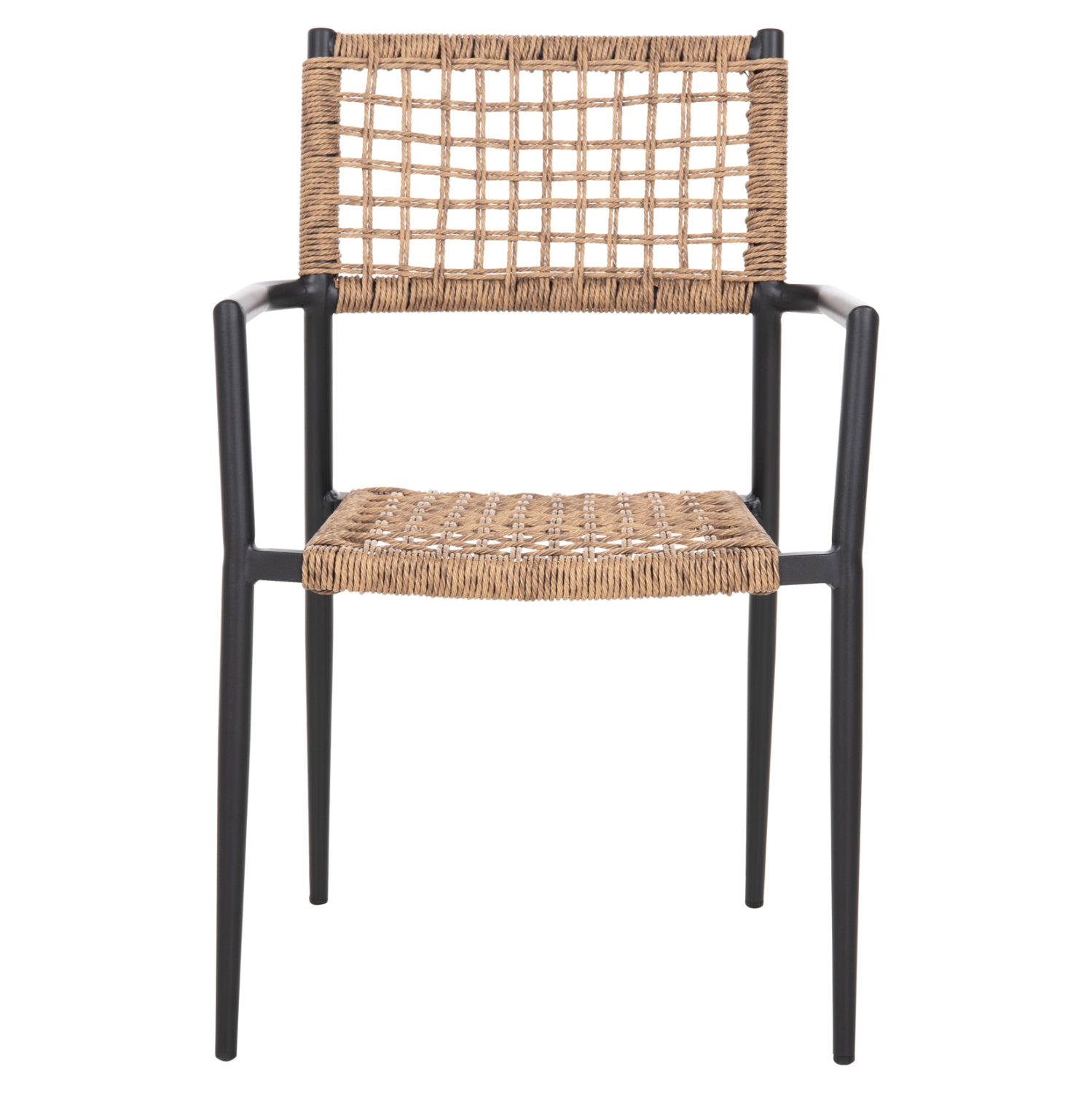 ARMCHAIR TRILAN HM6044.02 ALUMINUM IN BLACK-SYNTHETIC RATTAN IN NATURAL 57x59x85Hcm.