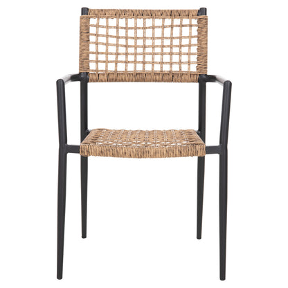 ARMCHAIR TRILAN HM6044.02 ALUMINUM IN BLACK-SYNTHETIC RATTAN IN NATURAL 57x59x85Hcm.