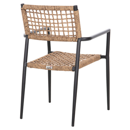 ARMCHAIR TRILAN HM6044.02 ALUMINUM IN BLACK-SYNTHETIC RATTAN IN NATURAL 57x59x85Hcm.