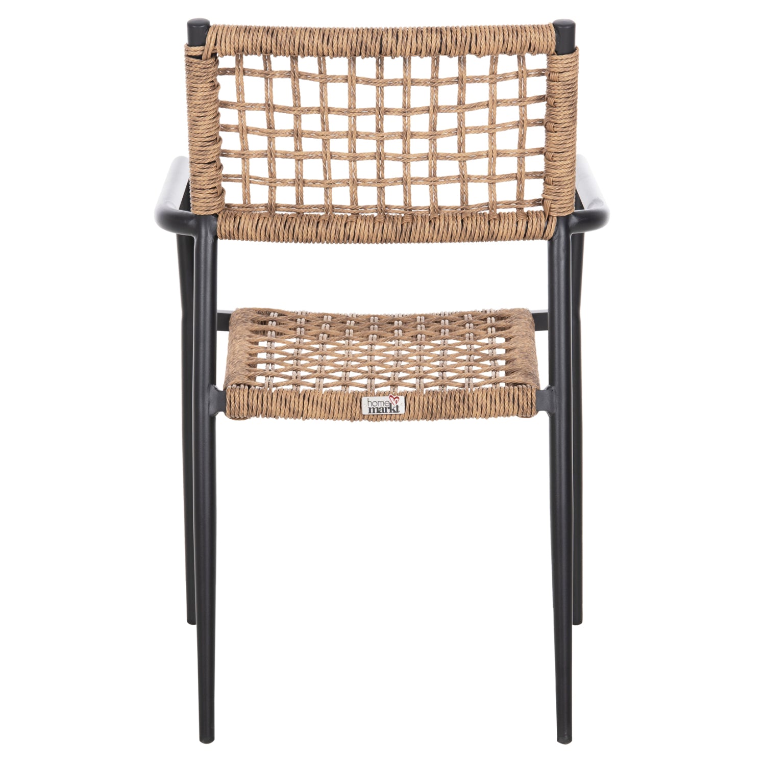 ARMCHAIR TRILAN HM6044.02 ALUMINUM IN BLACK-SYNTHETIC RATTAN IN NATURAL 57x59x85Hcm.