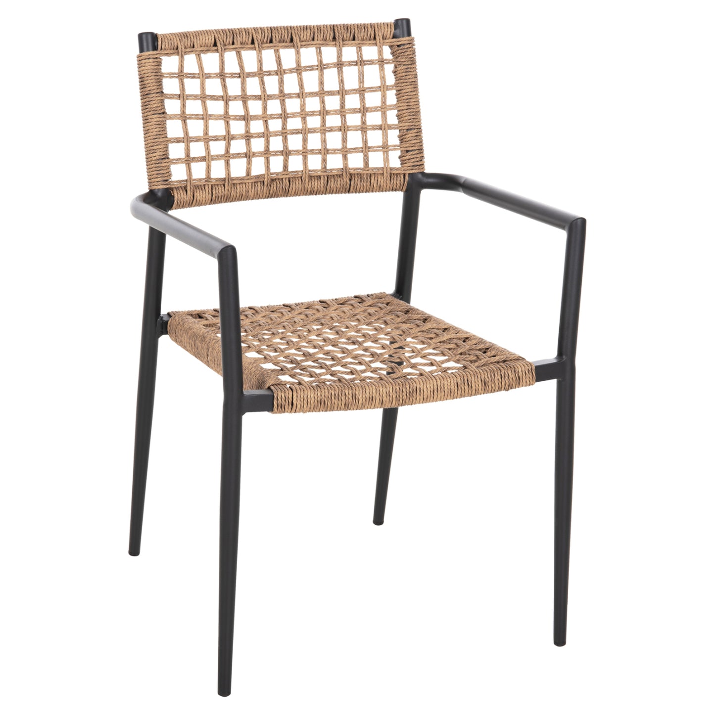 ARMCHAIR TRILAN HM6044.02 ALUMINUM IN BLACK-SYNTHETIC RATTAN IN NATURAL 57x59x85Hcm.
