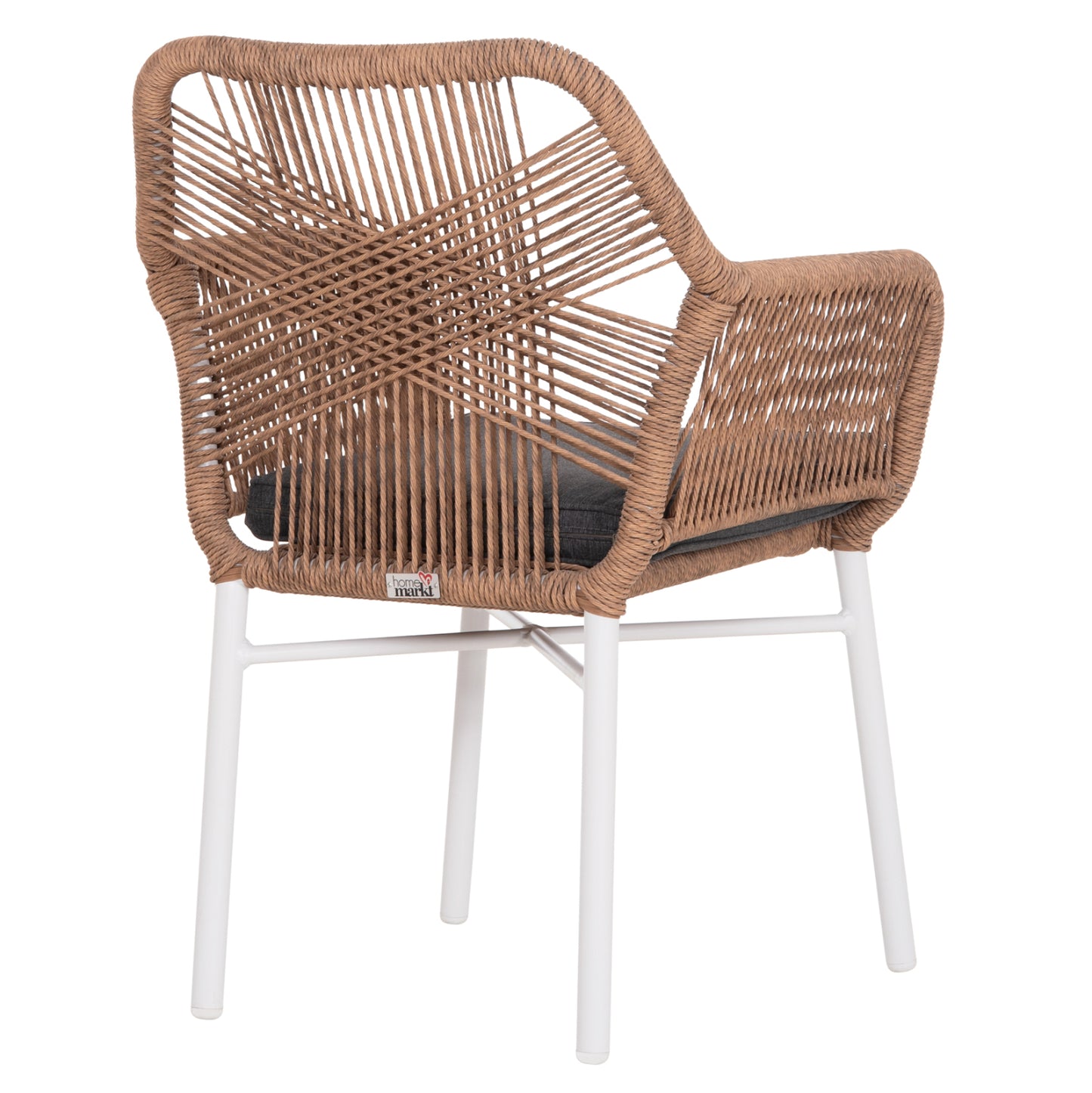 ARMCHAIR OUTDOORS TOPIN HM6048.01 ALUMINUM WHITE-P.E. RATTAN LIGHT BROWN-CUSHION GREY 58x60x83Hcm