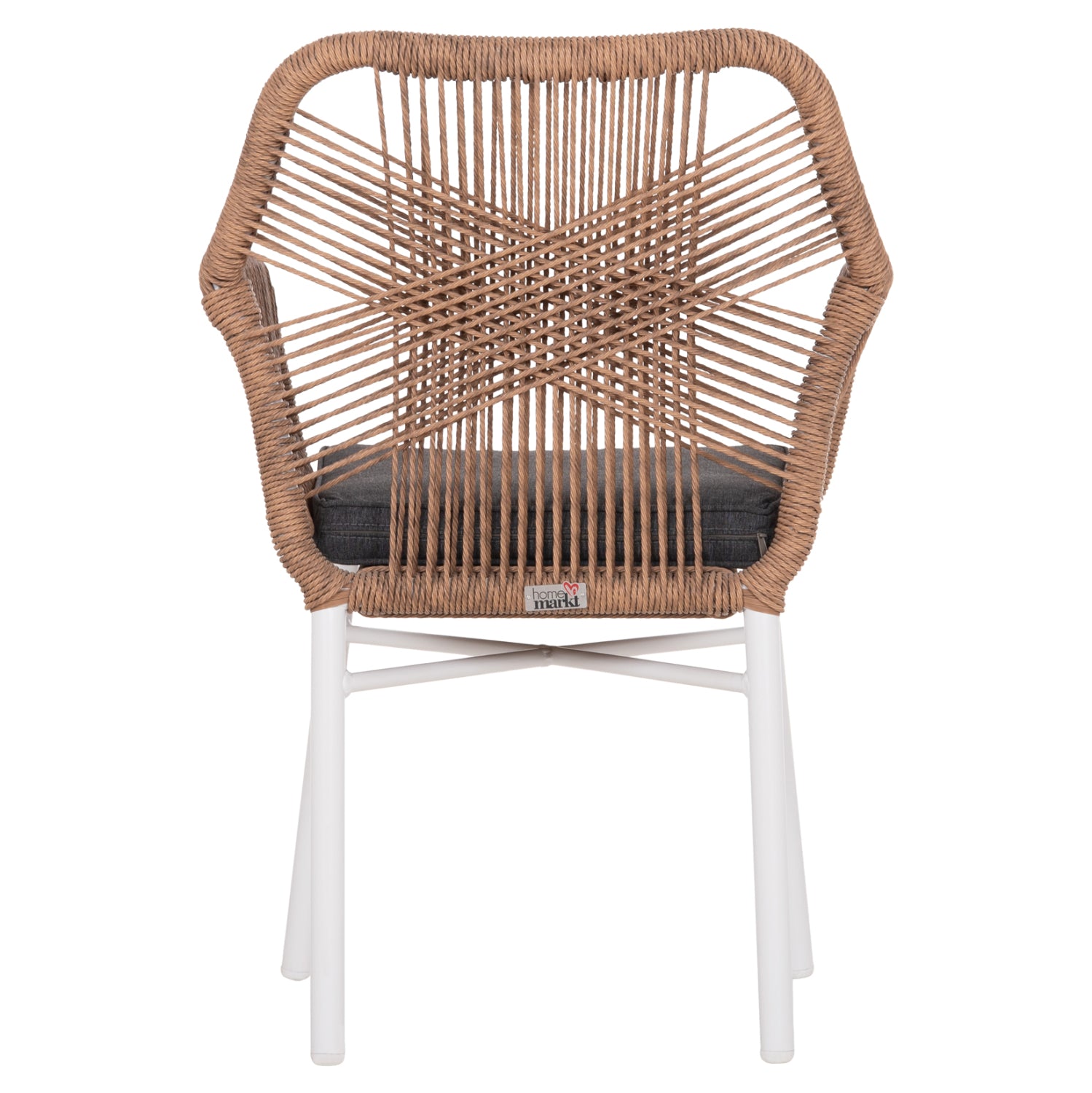 ARMCHAIR OUTDOORS TOPIN HM6048.01 ALUMINUM WHITE-P.E. RATTAN LIGHT BROWN-CUSHION GREY 58x60x83Hcm