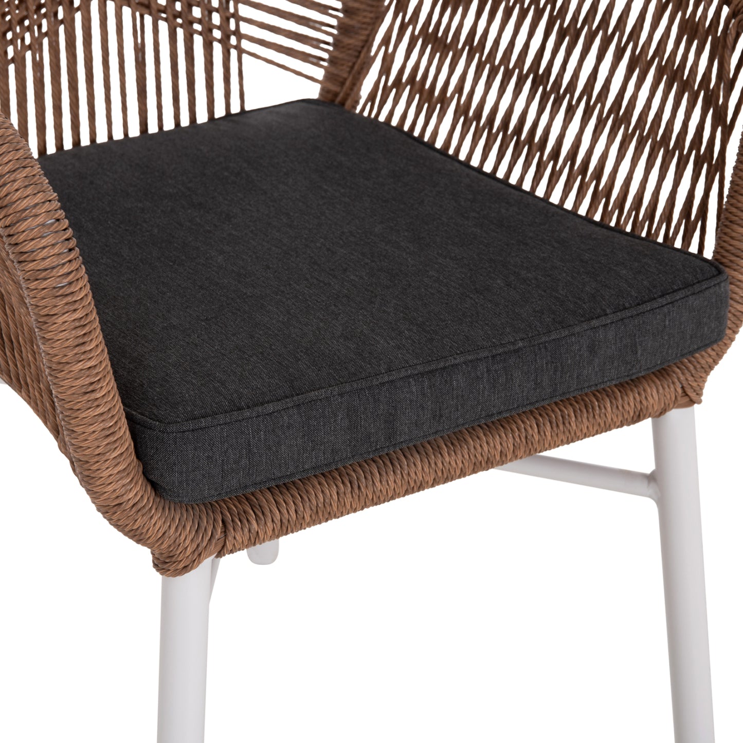 ARMCHAIR OUTDOORS TOPIN HM6048.01 ALUMINUM WHITE-P.E. RATTAN LIGHT BROWN-CUSHION GREY 58x60x83Hcm