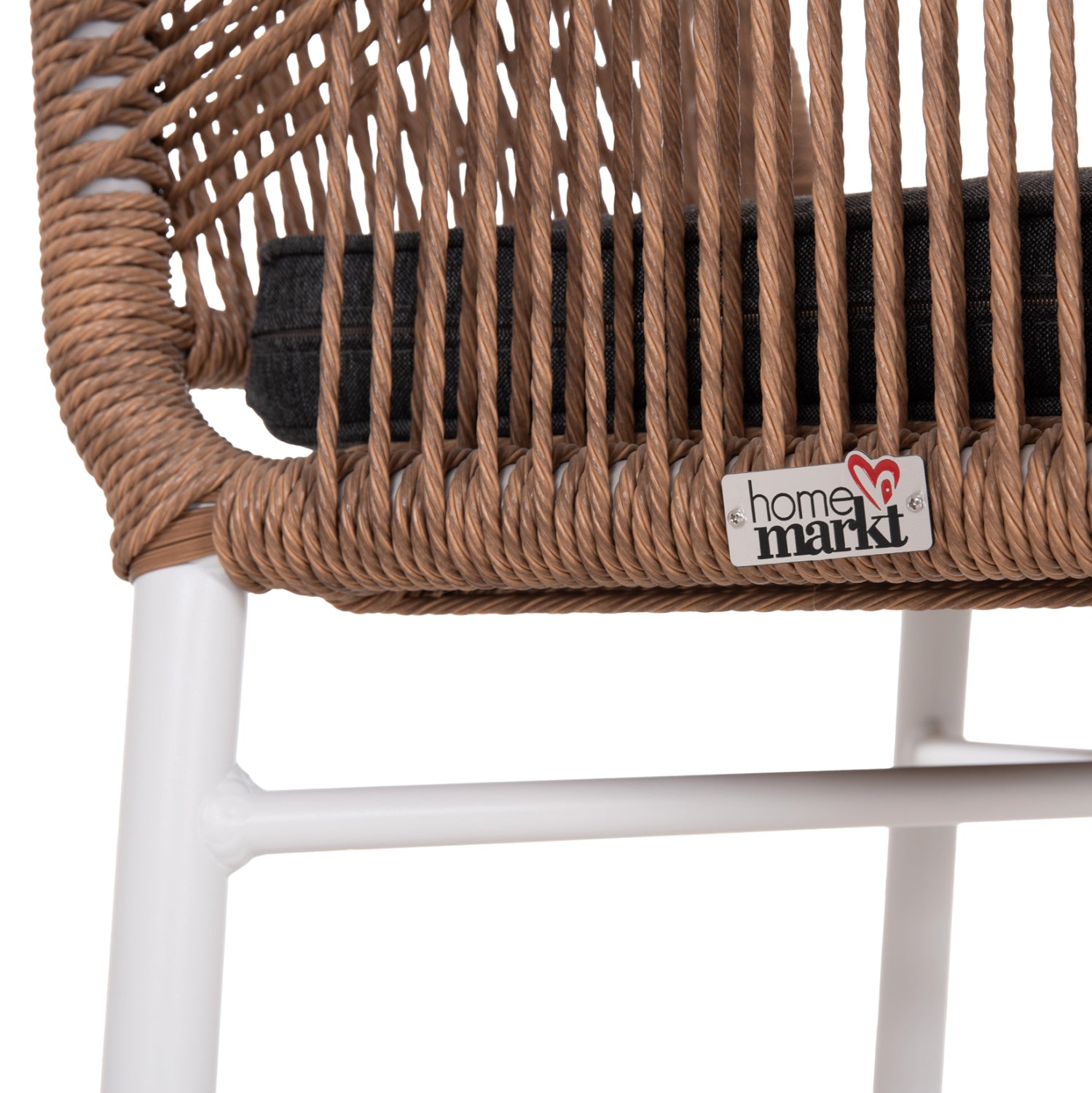 ARMCHAIR OUTDOORS TOPIN HM6048.01 ALUMINUM WHITE-P.E. RATTAN LIGHT BROWN-CUSHION GREY 58x60x83Hcm