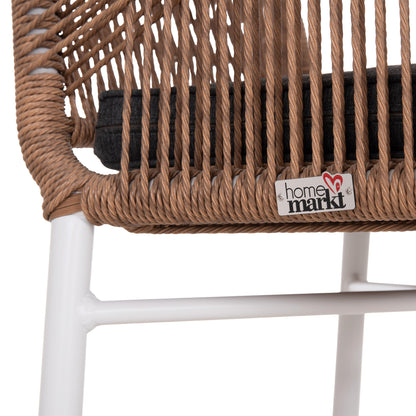 ARMCHAIR OUTDOORS TOPIN HM6048.01 ALUMINUM WHITE-P.E. RATTAN LIGHT BROWN-CUSHION GREY 58x60x83Hcm