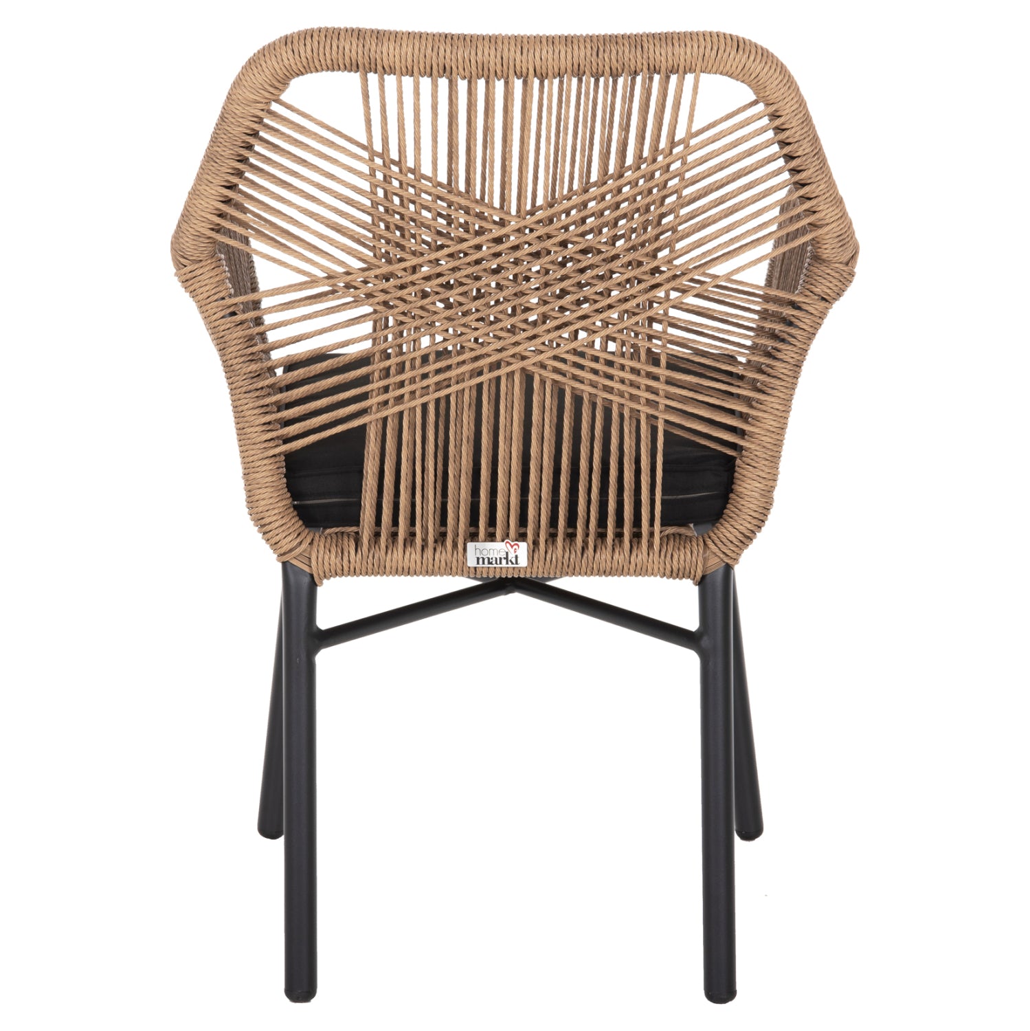 ARMCHAIR TOPIN HM6048.02 ALUMINUM BLACK-P.E. RATTAN BEIGE-CUSHION BLACK 57x65x84Hcm