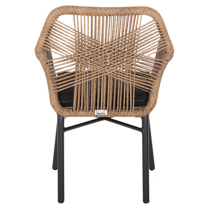 ARMCHAIR TOPIN HM6048.02 ALUMINUM BLACK-P.E. RATTAN BEIGE-CUSHION BLACK 57x65x84Hcm