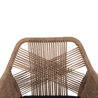 ARMCHAIR TOPIN HM6048.02 ALUMINUM BLACK-P.E. RATTAN BEIGE-CUSHION BLACK 57x65x84Hcm