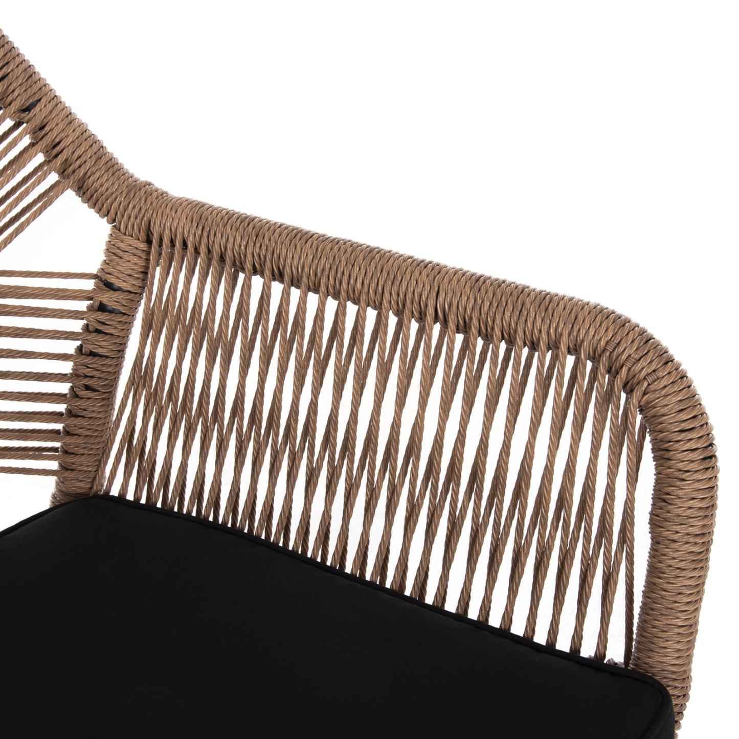 ARMCHAIR TOPIN HM6048.02 ALUMINUM BLACK-P.E. RATTAN BEIGE-CUSHION BLACK 57x65x84Hcm