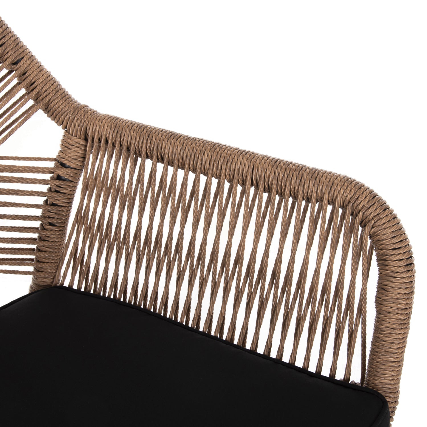ARMCHAIR TOPIN HM6048.02 ALUMINUM BLACK-P.E. RATTAN BEIGE-CUSHION BLACK 57x65x84Hcm