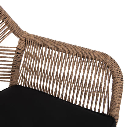 ARMCHAIR TOPIN HM6048.02 ALUMINUM BLACK-P.E. RATTAN BEIGE-CUSHION BLACK 57x65x84Hcm