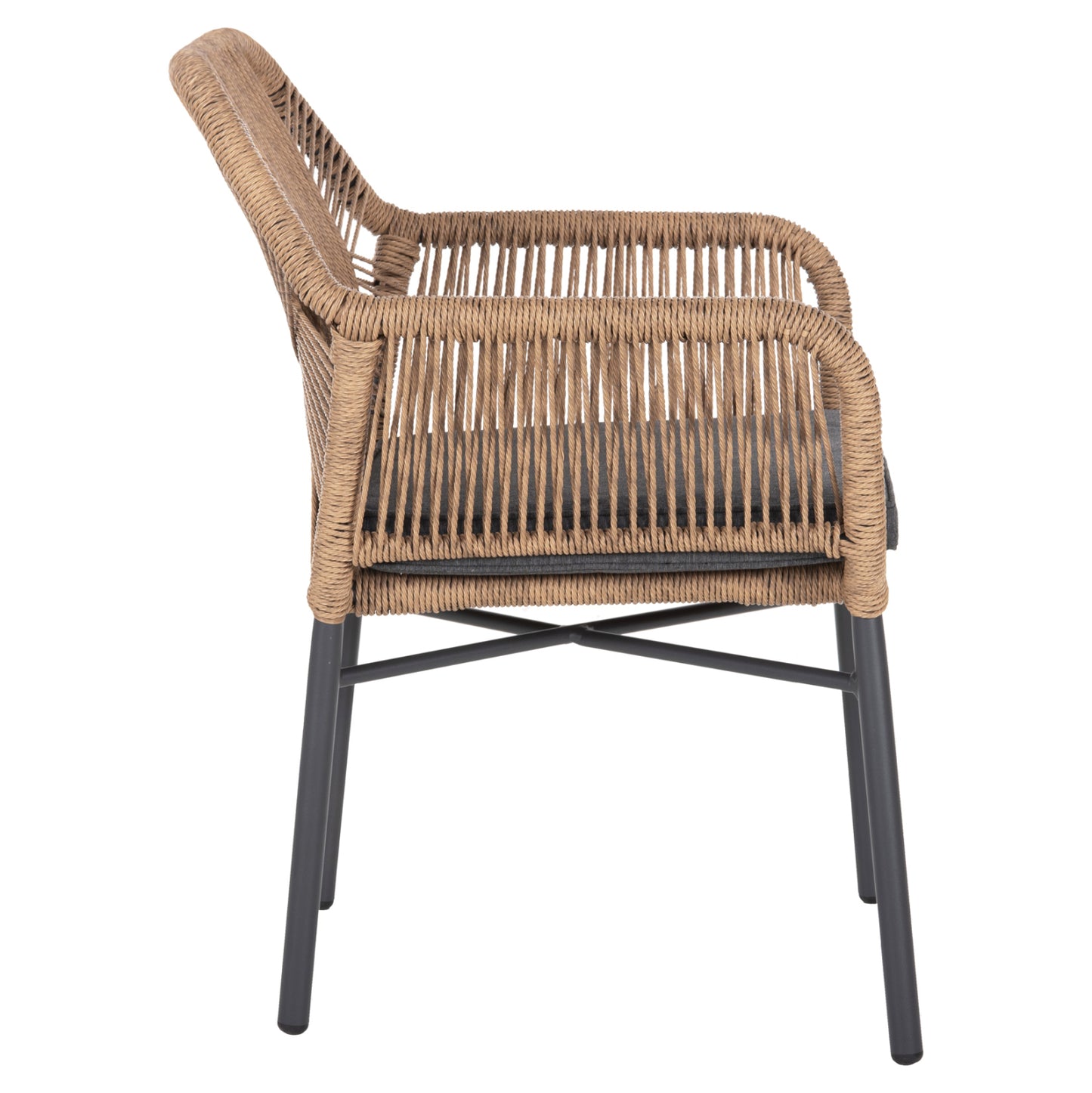 ARMCHAIR TOPIN HM6048.03 ALUMINUM ANTHRACITE-P.E. RATTAN BEIGE-CUSHION ANTHRACITE 57x65x84Hcm