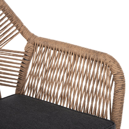ARMCHAIR TOPIN HM6048.03 ALUMINUM ANTHRACITE-P.E. RATTAN BEIGE-CUSHION ANTHRACITE 57x65x84Hcm