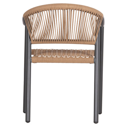 DINING ARMCHAIR KERLY HM6050.10 ALUMINUM IN DARK GREY--P.E.RATTAN IN BEIGE COLOR 54x58.5x76Hcm