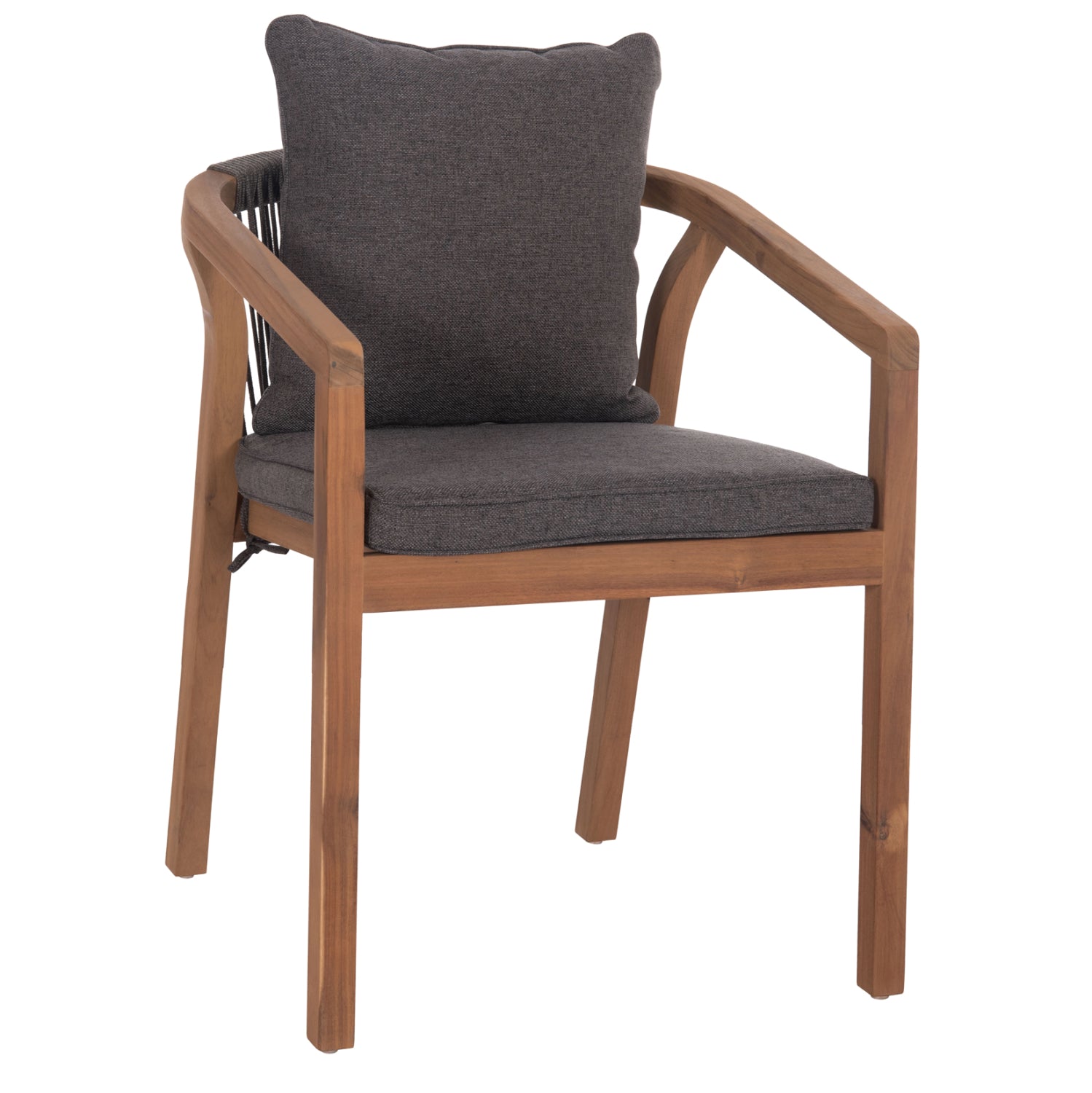 OUTDOOR DINING CHAIR CONTREL HM6244.02 ACACIA WOOD IN NATURAL-ROPE & CUSHIONS IN GREY 58x60x74Hcm.