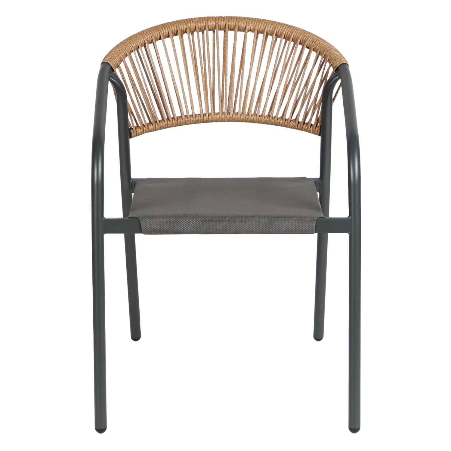 OUTDOOR ARMCHAIR HOMAN HM6430.01 METAL FRAME & TEXTILENE SEAT IN GREY--BEIGE P.E.RATTAN 53x58x75H
