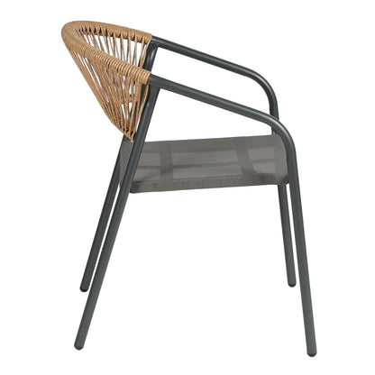 OUTDOOR ARMCHAIR HOMAN HM6430.01 METAL FRAME & TEXTILENE SEAT IN GREY--BEIGE P.E.RATTAN 53x58x75H