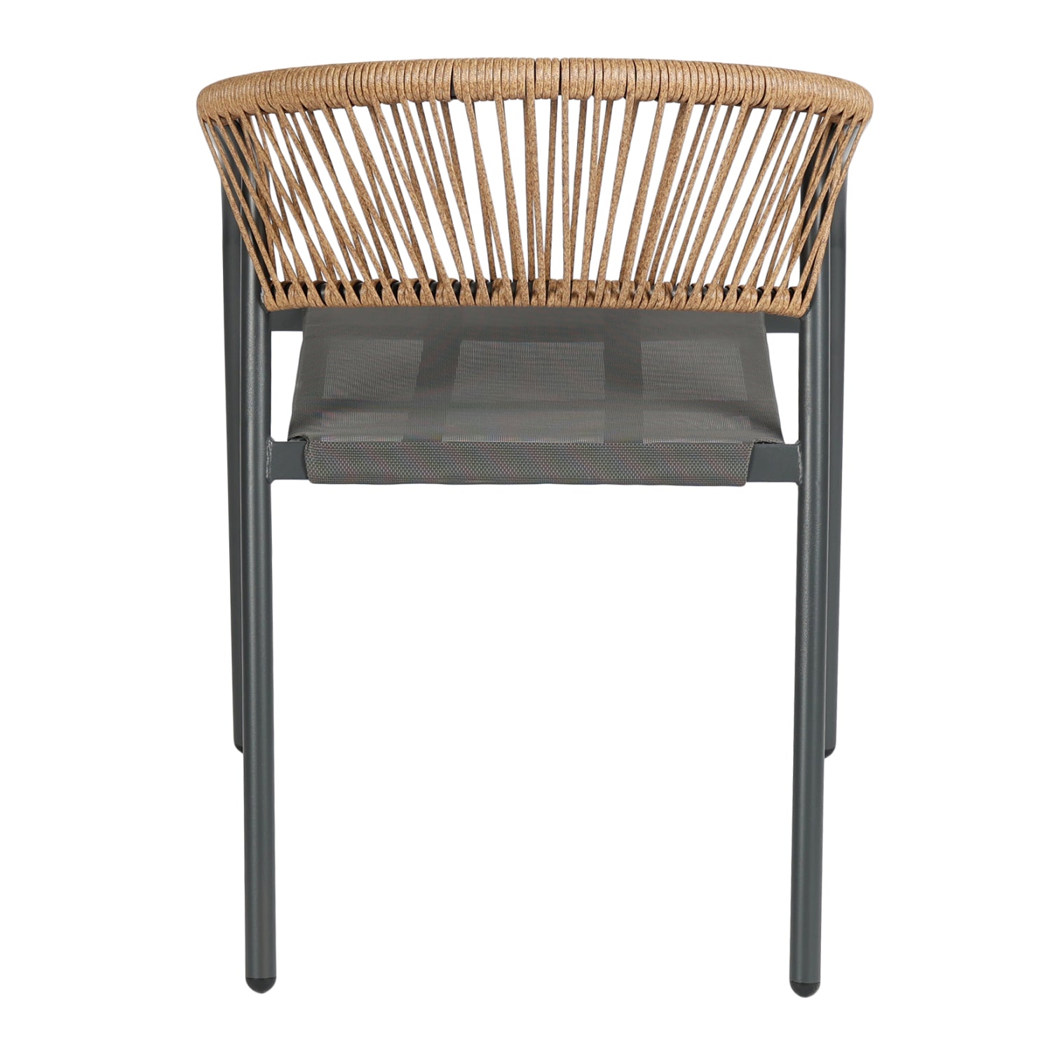 OUTDOOR ARMCHAIR HOMAN HM6430.01 METAL FRAME & TEXTILENE SEAT IN GREY--BEIGE P.E.RATTAN 53x58x75H