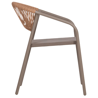 OUTDOOR ARMCHAIR HOMAN HM6430.04 METAL FRAME & TEXTILENE IN CHAMPAGNE--BEIGE P.E.RATTAN 53x58x75H
