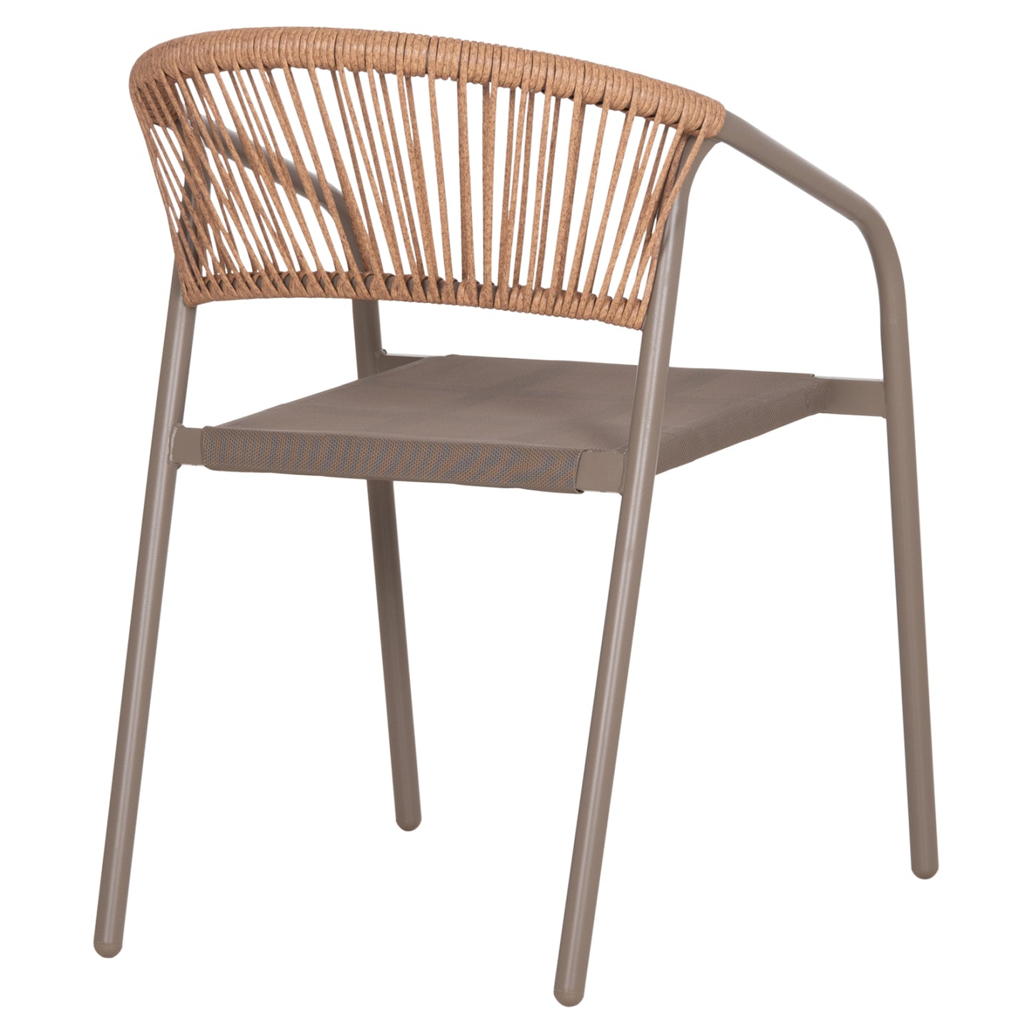 OUTDOOR ARMCHAIR HOMAN HM6430.04 METAL FRAME & TEXTILENE IN CHAMPAGNE--BEIGE P.E.RATTAN 53x58x75H