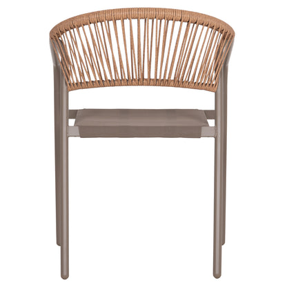 OUTDOOR ARMCHAIR HOMAN HM6430.04 METAL FRAME & TEXTILENE IN CHAMPAGNE--BEIGE P.E.RATTAN 53x58x75H
